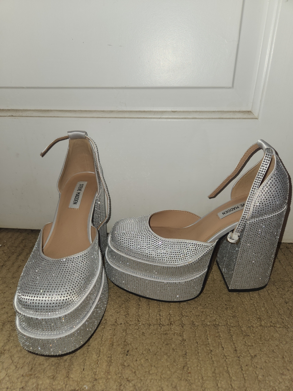 Steve Madden Charlize Rhinestone Platform Block Heel Pumps